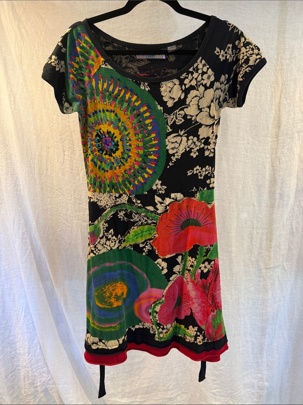 Desigual Midi Dress with Multicolor Floral & Mandala Prints size L - Picture 4 of 12
